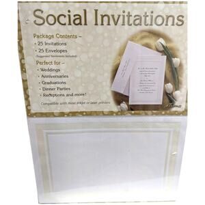 Ampad White Pearl Emb Border Create Your Own Invitations 25 Count New